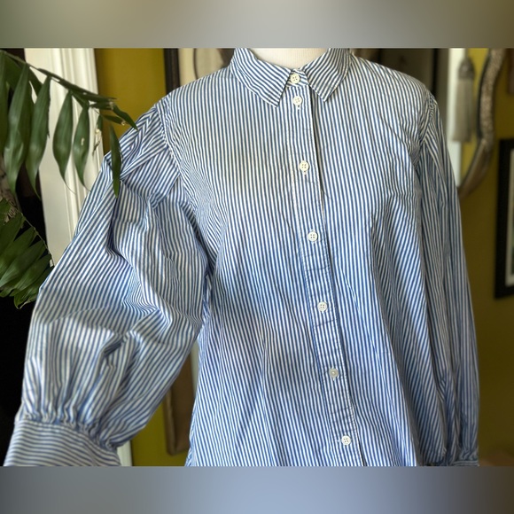 JCrew Slim-fit Puff sleeve in blue stripe - Picture 4 of 5